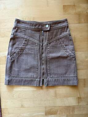 Isabel Marant Étoile front-zip denim mini skirt brown Tan 36 US 4